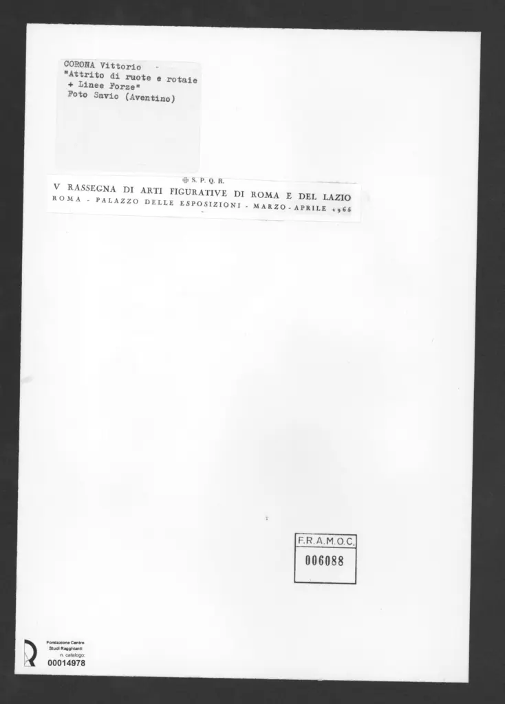 Savio, Oscar , Corona, Vittorio - sec. XX - V Rassegna di arti figurative di Roma e del Lazio , retro