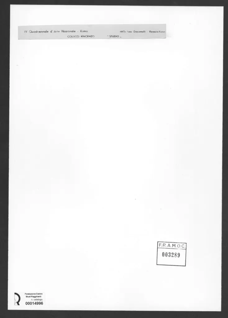 Giacomelli , Colucci, Vincenzo - sec. XX - Studio , retro