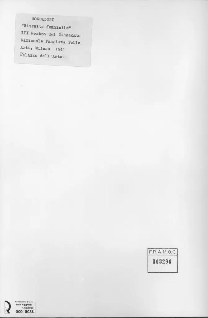 Anonimo , Consadori, Silvio - sec. XX - Ritratto femminile , retro