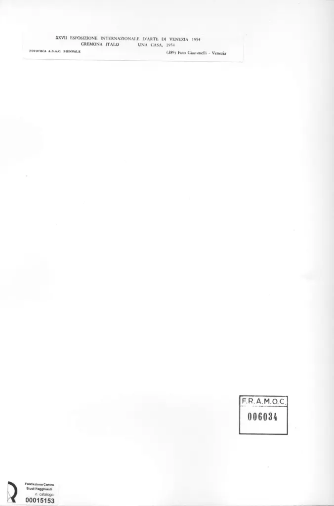 Giacomelli , Cremona, Italo - sec. XX - Una casa , retro