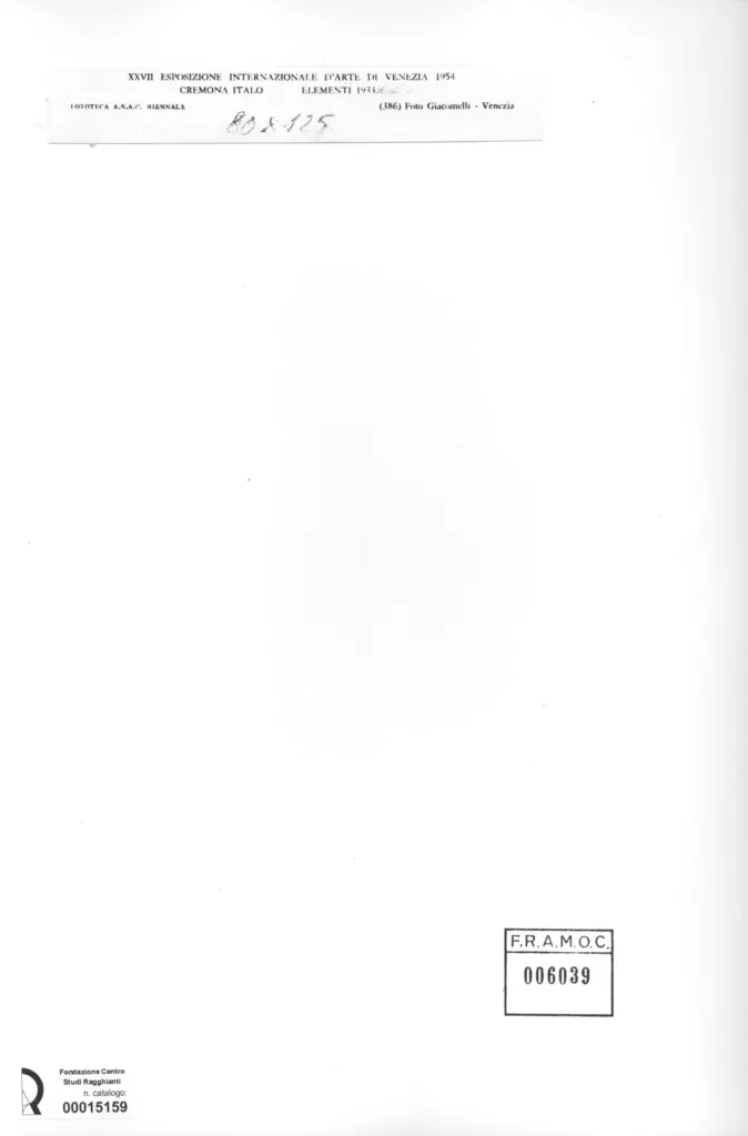 Giacomelli , Cremona, Italo - sec. XX - Elementi , retro