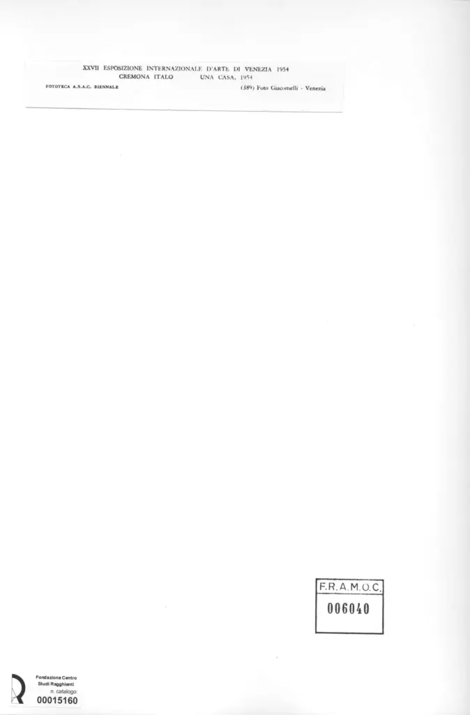 Giacomelli , Cremona, Italo - sec. XX - Una casa , retro