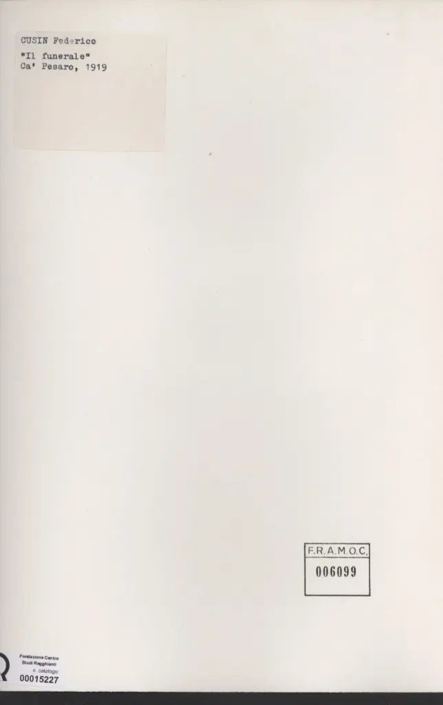 Anonimo , Cusin, Federico - sec. XX - Il funerale , retro