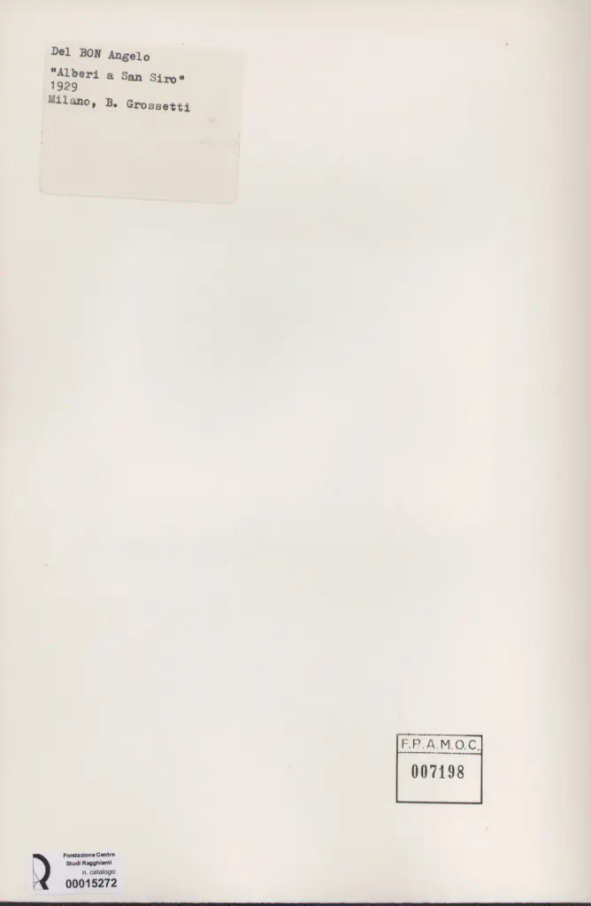 Anonimo , Dal Bon, Angelo - sec. XX - Alberi a San Siro , retro