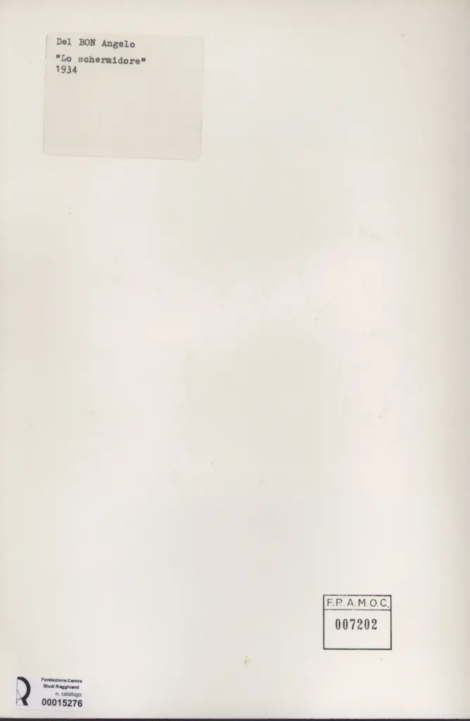 Anonimo , Dal Bon, Angelo - sec. XX - Lo schermidore , retro