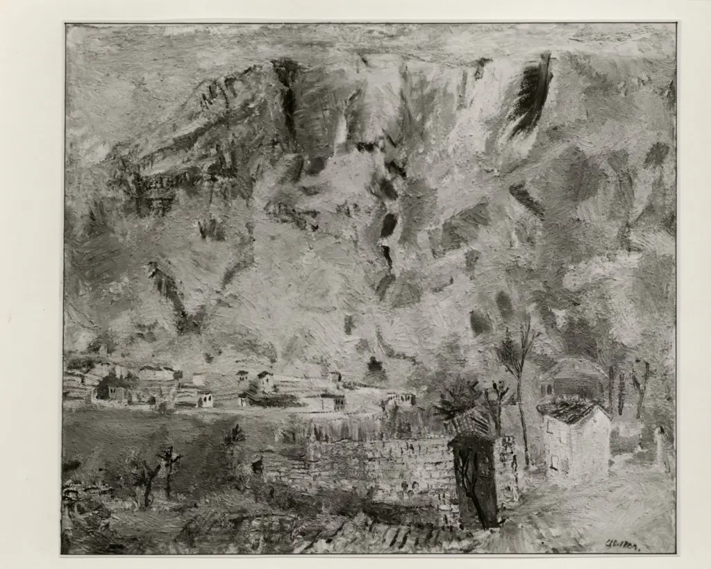 Giacomelli , Dal Bon, Angelo - sec. XX - Montagna sul lago , fronte