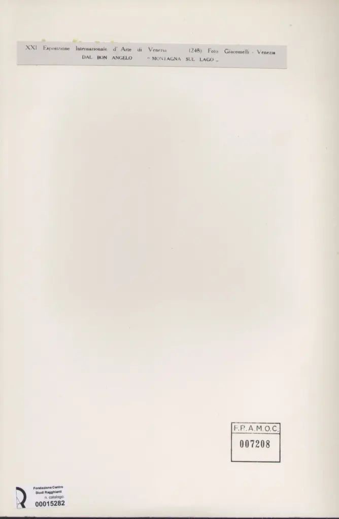 Giacomelli , Dal Bon, Angelo - sec. XX - Montagna sul lago , retro