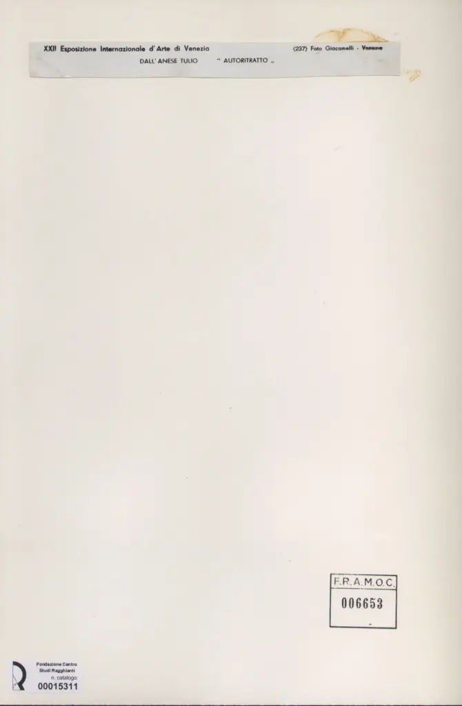 Giacomelli , Dall'Arnese, Tullio - sec. XX - Autoritratto , retro