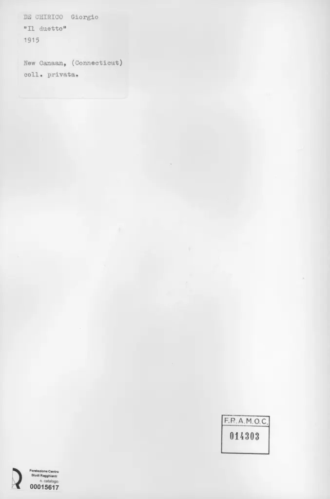 Anonimo , De Chirico, Giorgio - sec. XX - Il duetto , retro