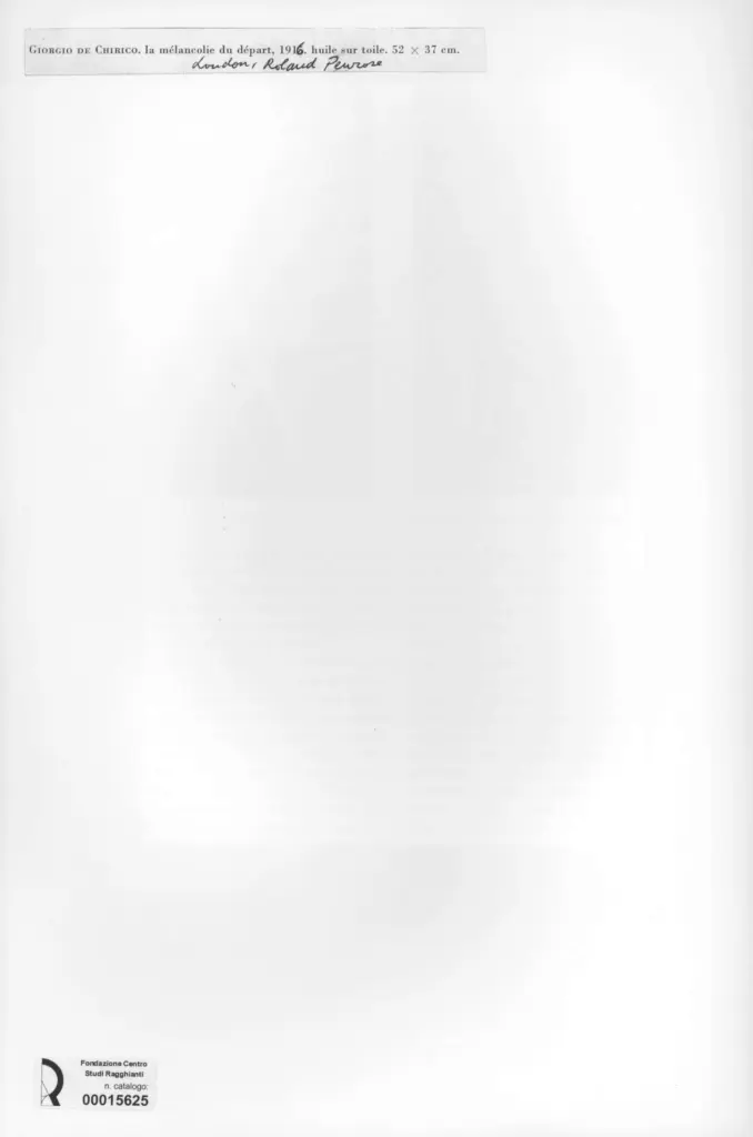 Anonimo , De Chirico, Giorgio - sec. XX - La malinconia della partenza , retro