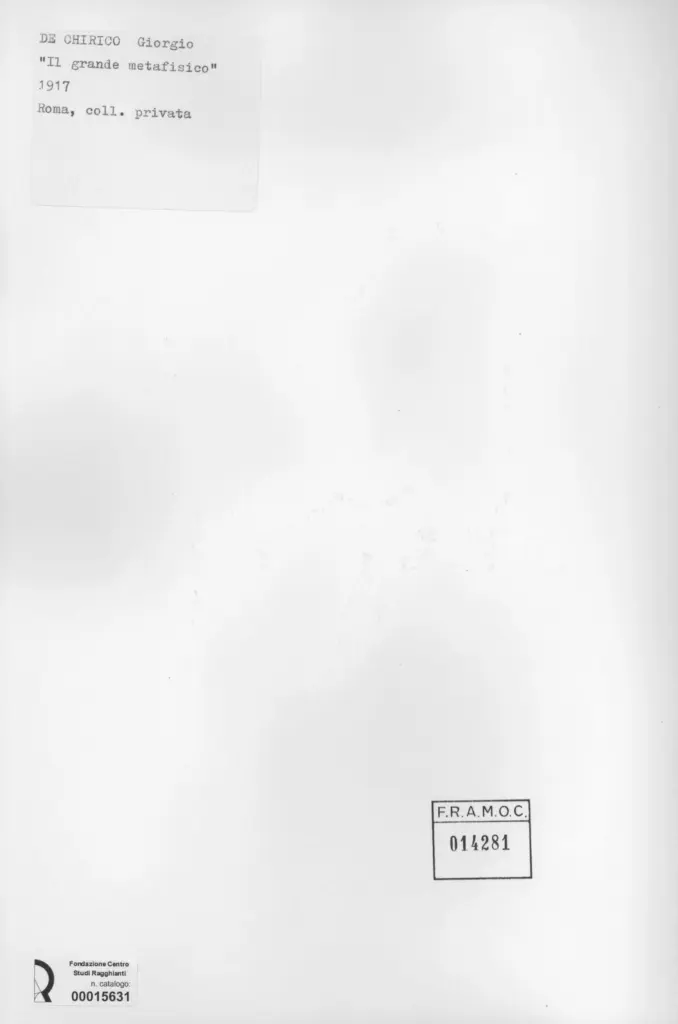Anonimo , De Chirico, Giorgio - sec. XX - Il grande metafisico , retro