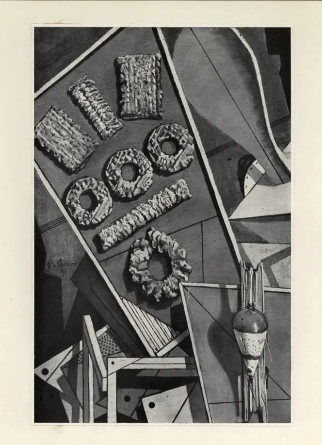 Anonimo , De Chirico, Giorgio - sec. XX - Interno metafisico con piccoli dolci , fronte