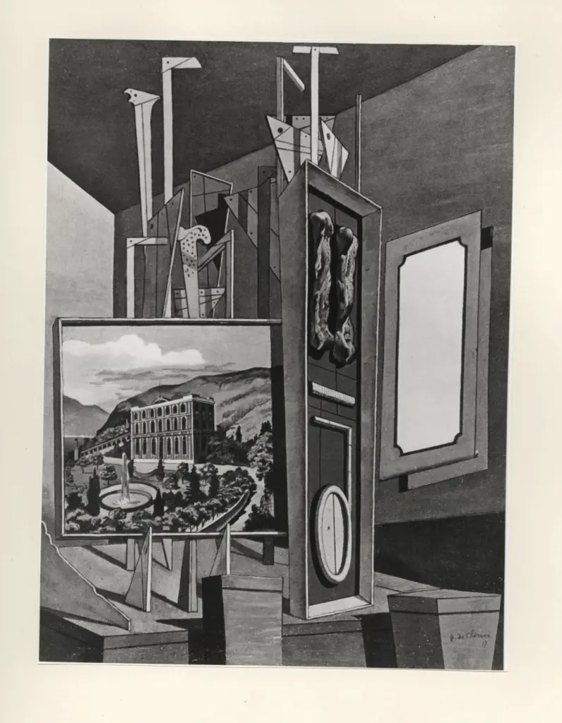 Anonimo , De Chirico, Giorgio - sec. XX - Grande interno metafisico , fronte
