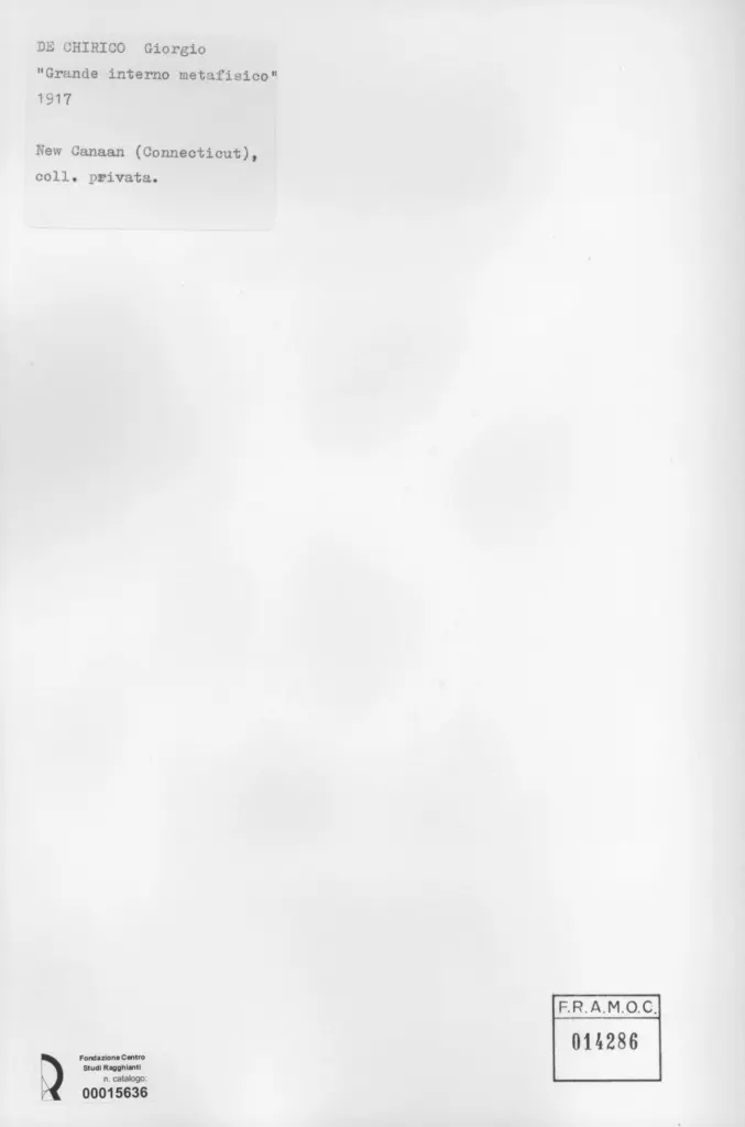 Anonimo , De Chirico, Giorgio - sec. XX - Grande interno metafisico , retro