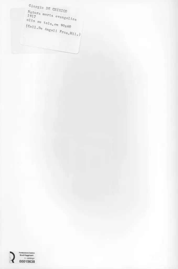 Anonimo , De Chirico, Giorgio - sec. XX - Natura morta evangelica , retro