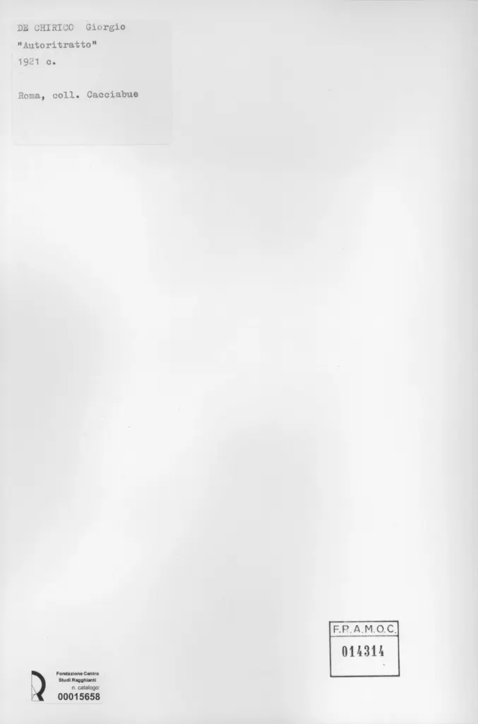 Anonimo , De Chirico, Giorgio - sec. XX - Autoritratto , retro