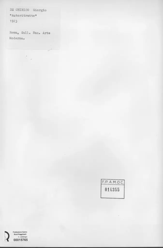 Anonimo , De Chirico, Giorgio - sec. XX - Autoritratto , retro