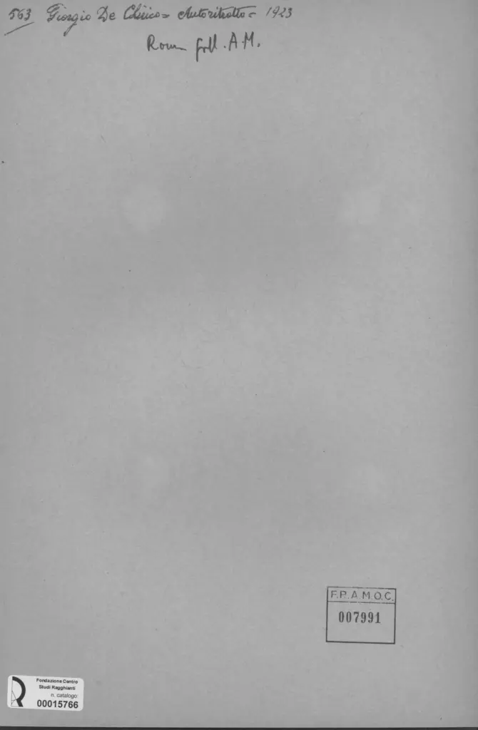 Anonimo , De Chirico, Giorgio - sec. XX - Autoritratto , retro