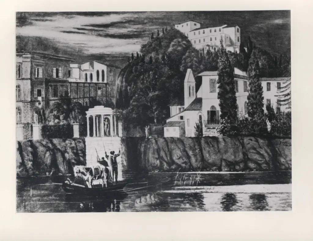 Anonimo , De Chirico, Giorgio - sec. XX - La partenza del cavaliere errante , fronte