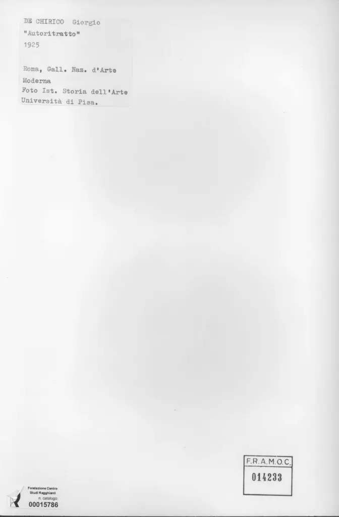 Anonimo , De Chirico, Giorgio - sec. XX - Autoritratto , retro