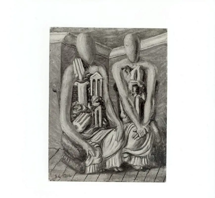 Anonimo , De Chirico, Giorgio - sec. XX - Archeologi , fronte