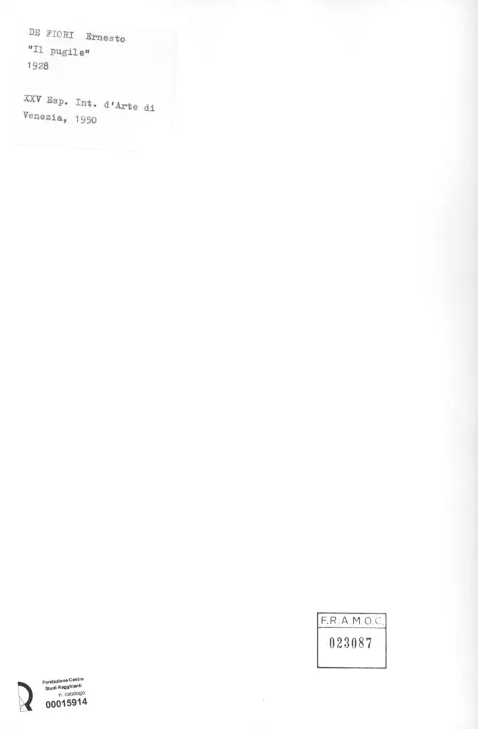 Anonimo , De Fiori, Ernesto - sec. XX - Il pugile , retro