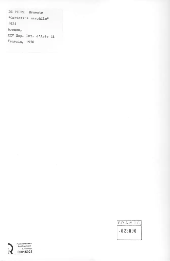 Anonimo , De Fiori, Ernesto - sec. XX - Cariatide maschile , retro