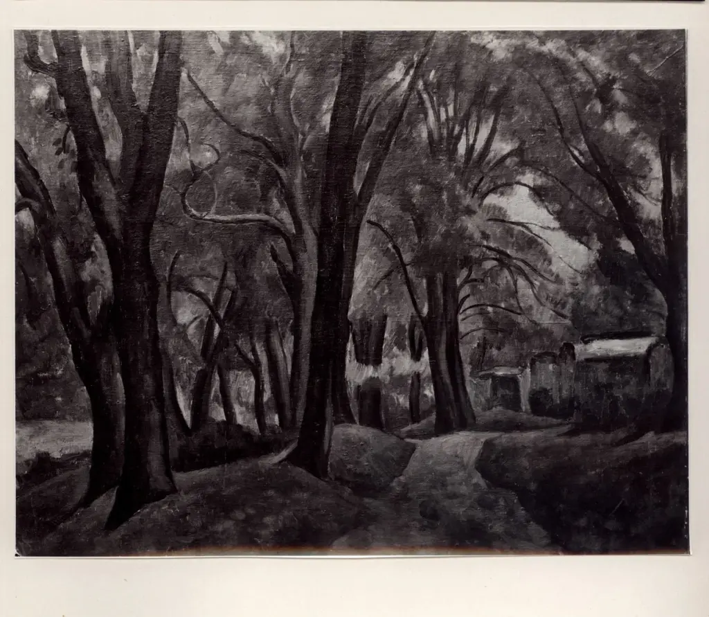 Fotografia Ferruzzi , De Grada, Raffaele - sec. XX - Strada rossa nel bosco , fronte