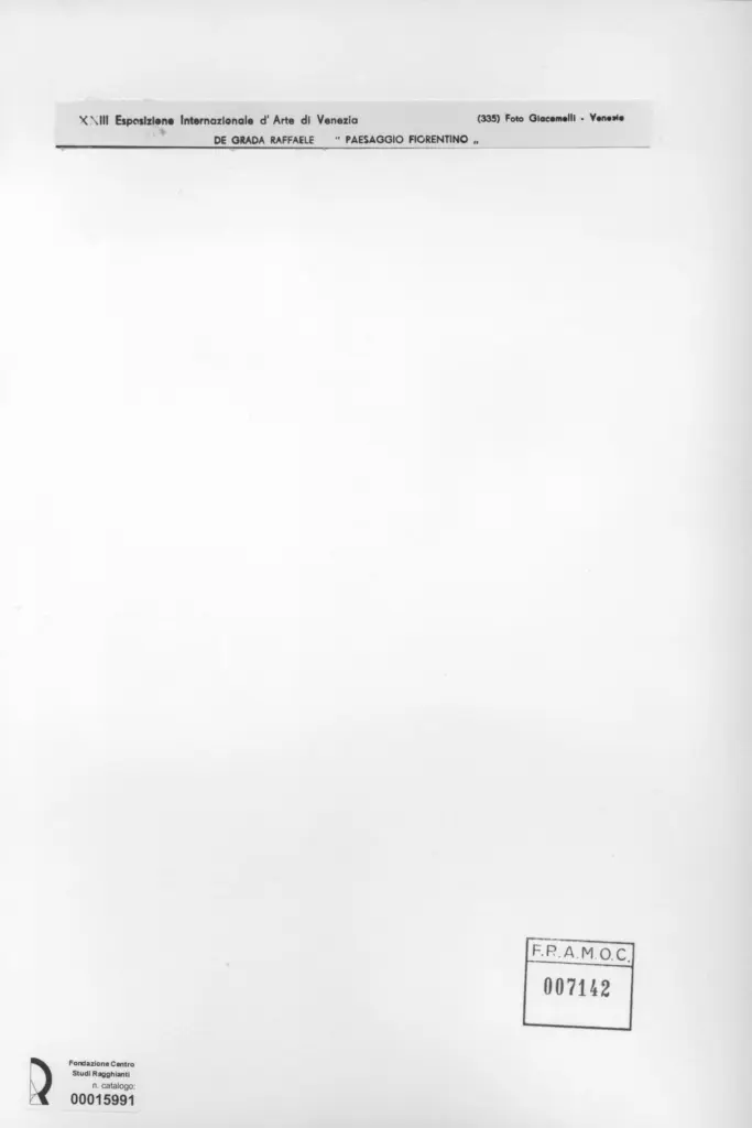 Giacomelli , De Grada, Raffaele - sec. XX - Paesaggio fiorentino , retro