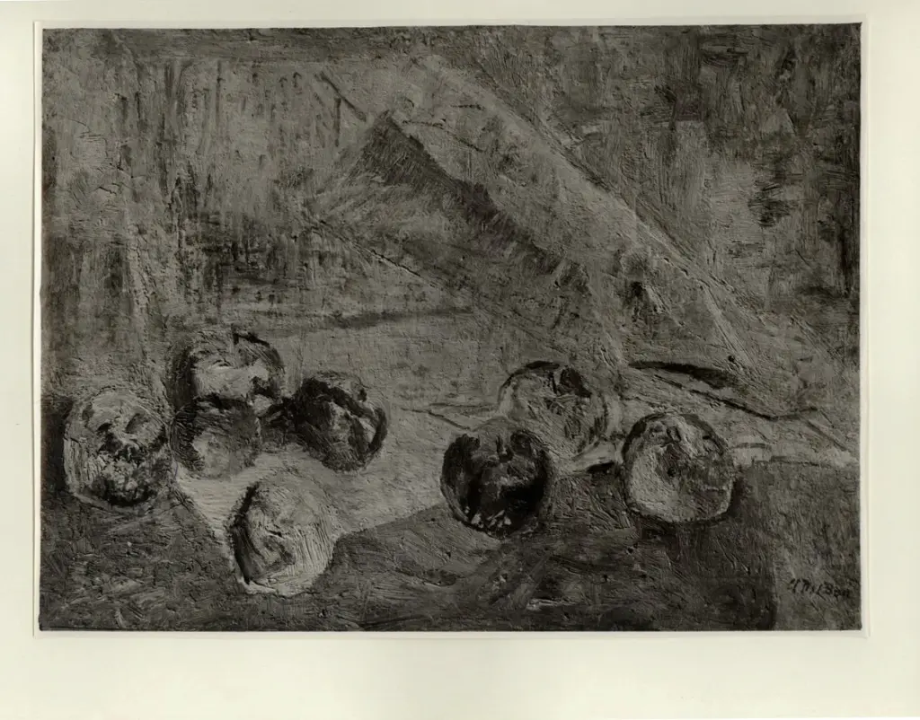 Anonimo , Del Bon, Angelo - sec. XX - Mele sul drappo giallo , fronte