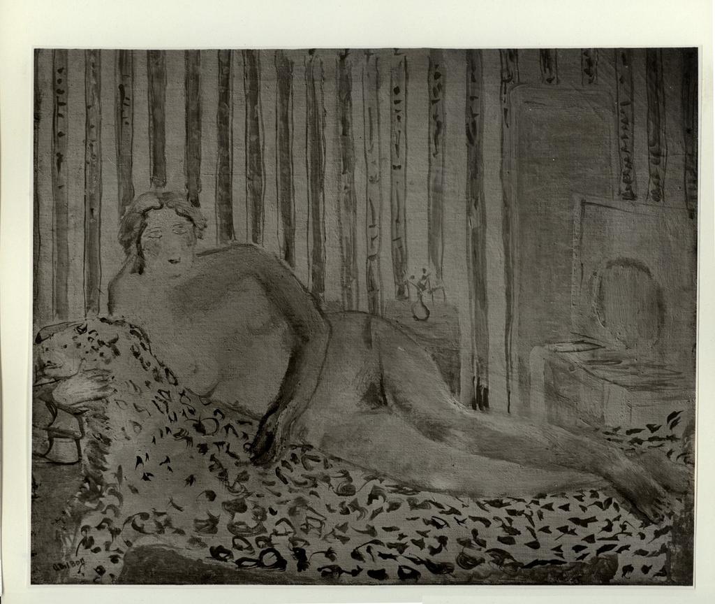 Anonimo , Del Bon, Angelo - sec. XX - Nudo sulla pelle di leopardo , fronte
