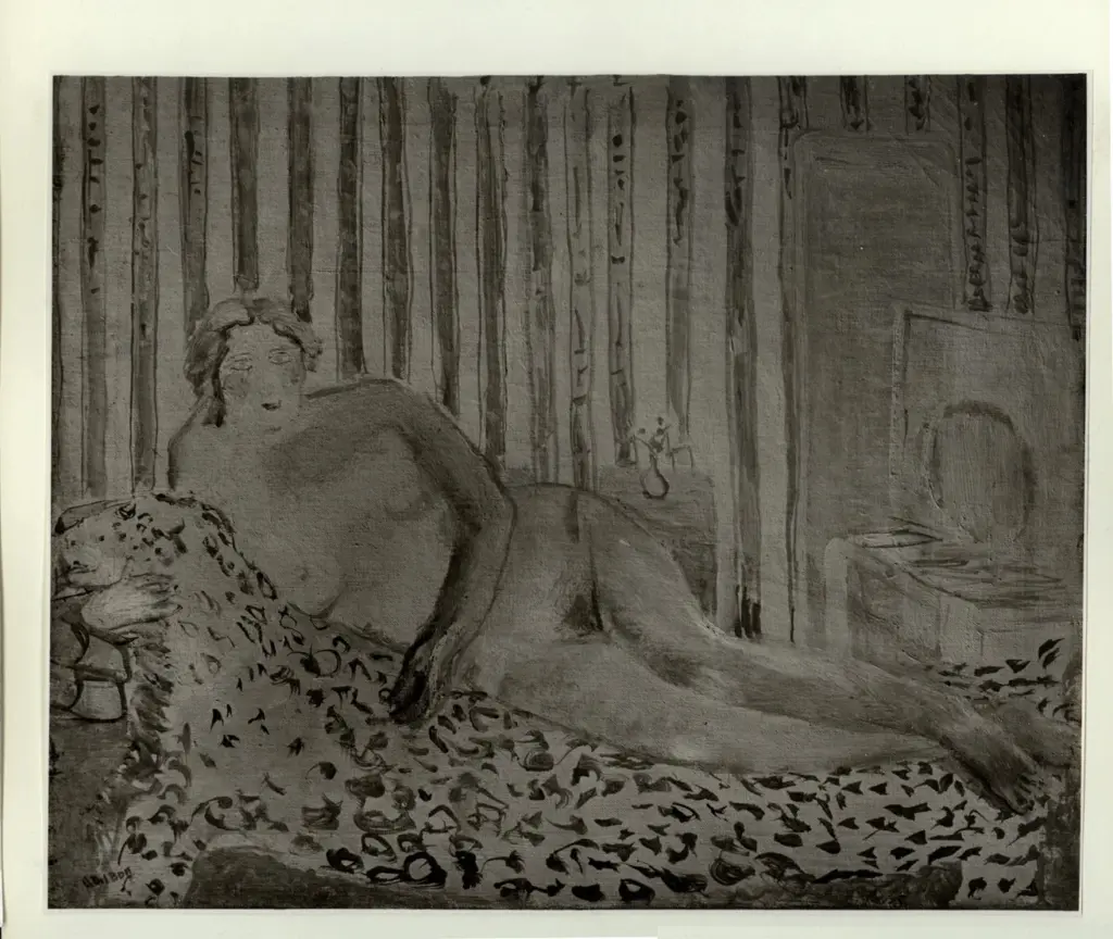 Anonimo , Del Bon, Angelo - sec. XX - Nudo sulla pelle di leopardo , fronte