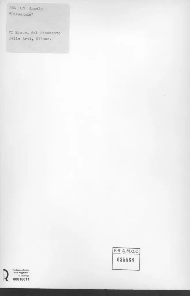 Anonimo , Del Bon, Angelo - sec. XX - Paesaggio , retro