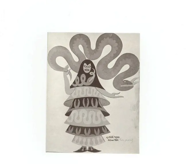 Anonimo , Depero, Fortunato - sec. XX - La pitonessa (costume per i Balletti di Diaghilev) , fronte