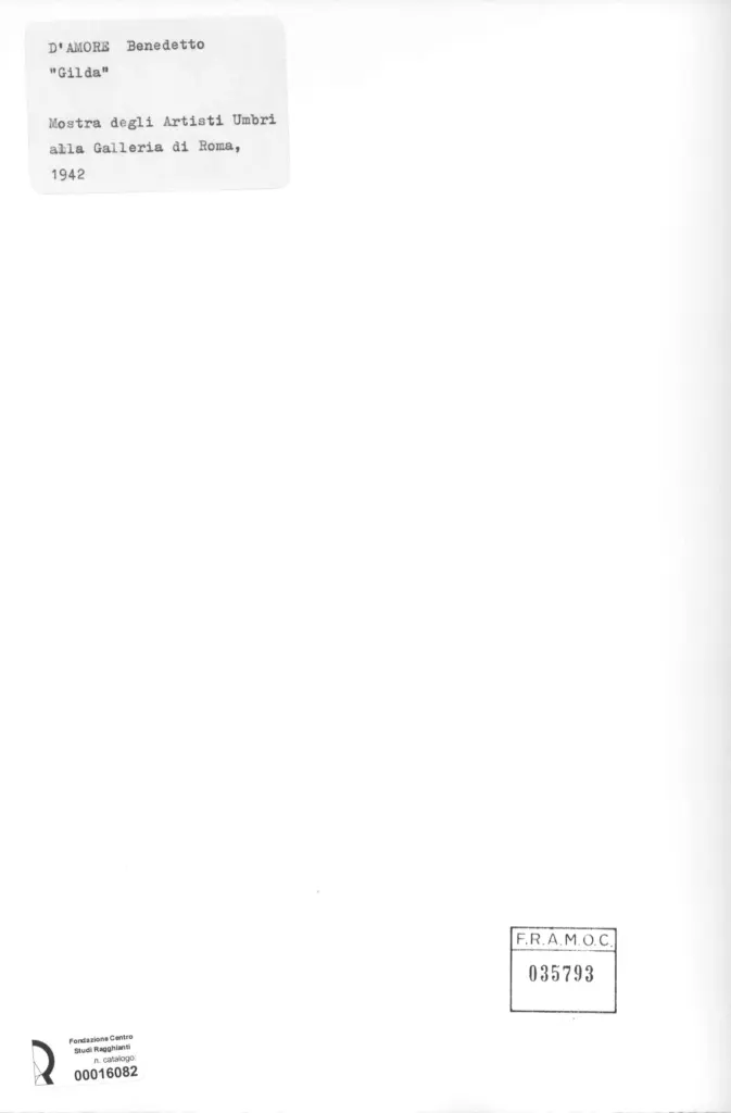 Anonimo , D'Amore, Benedetto - sec. XX - Gilda , retro