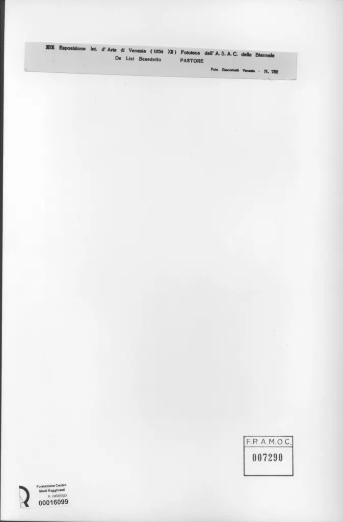 Giacomelli , De Lisi, Benedetto - sec. XX - Pastore , retro