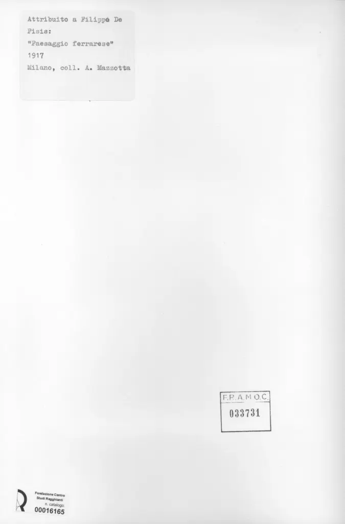 Anonimo , De Pisis, Filippo - sec. XX - Paesaggio ferrarese , retro