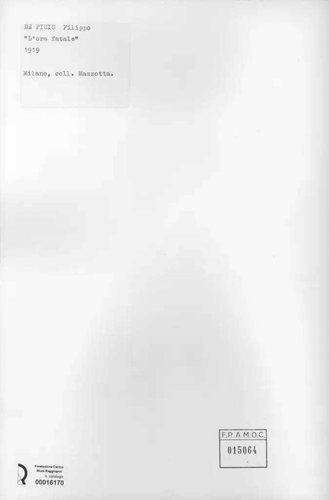 Anonimo , De Pisis, Filippo - sec. XX - L'ora fatale , retro