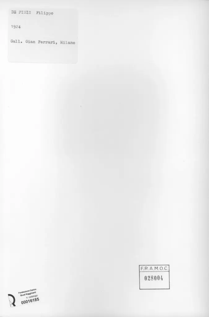 Anonimo , De Pisis, Filippo - sec. XX - Natura morta , retro