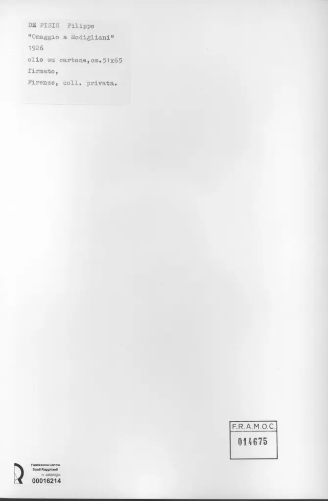 De Pisis, Filippo - sec. XX - , retro