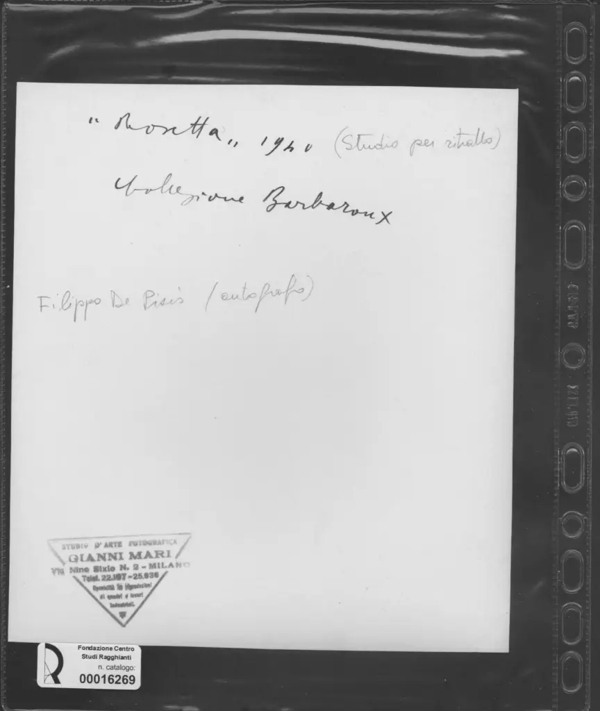 Mari, Gianni , De Pisis, Filippo - sec. XX - Rosetta - Studio per ritratto , retro