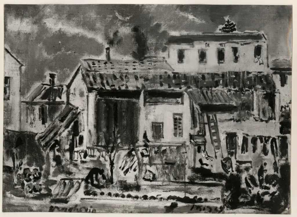 De Pisis, Filippo , Vista di un villaggio