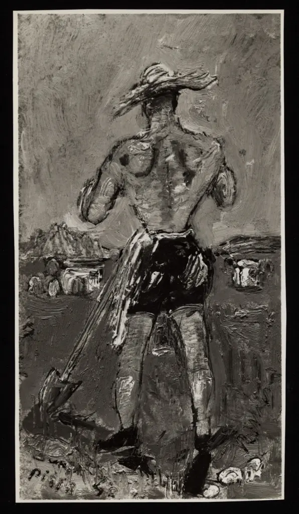 Mari, Gianni , De Pisis, Filippo - sec. XX - Muratore - Omaggio a Ercole de Roberti - Lo zappatore , fronte