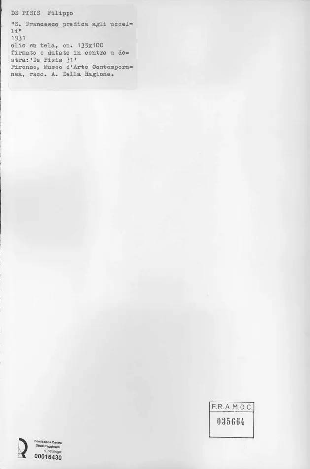 De Pisis, Filippo - sec. XX - , retro