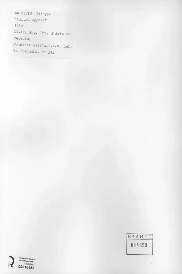 Anonimo , De Pisis, Filippo - sec. XX - Anitra appesa , retro