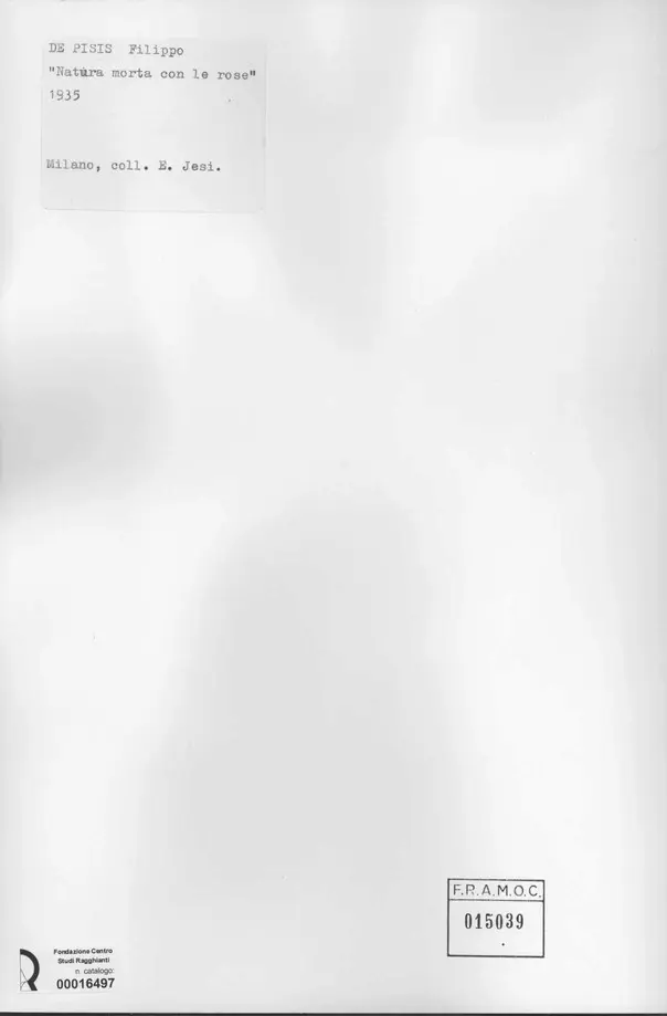 Anonimo , De Pisis, Filippo - sec. XX - Natura morta con le rose , retro
