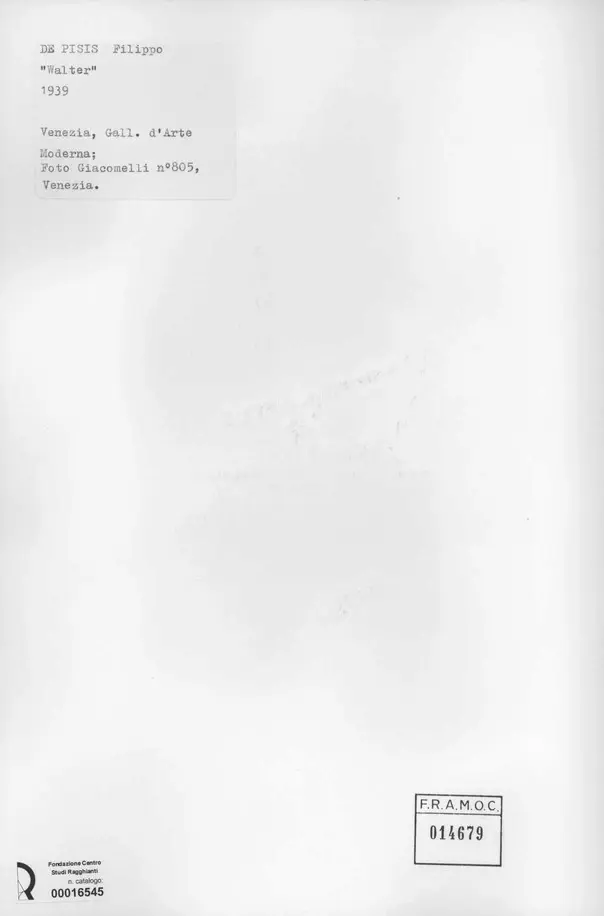Giacomelli , De Pisis, Filippo - sec. XX - Walter , retro