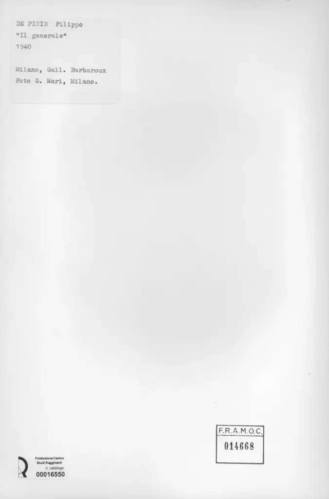 Mari, Gianni , De Pisis, Filippo - sec. XX - Il generale , retro