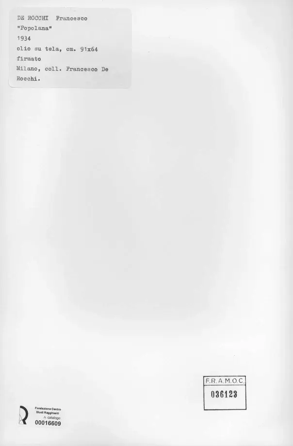 Anonimo , De Rocchi, Francesco - sec. XX - Popolana , retro