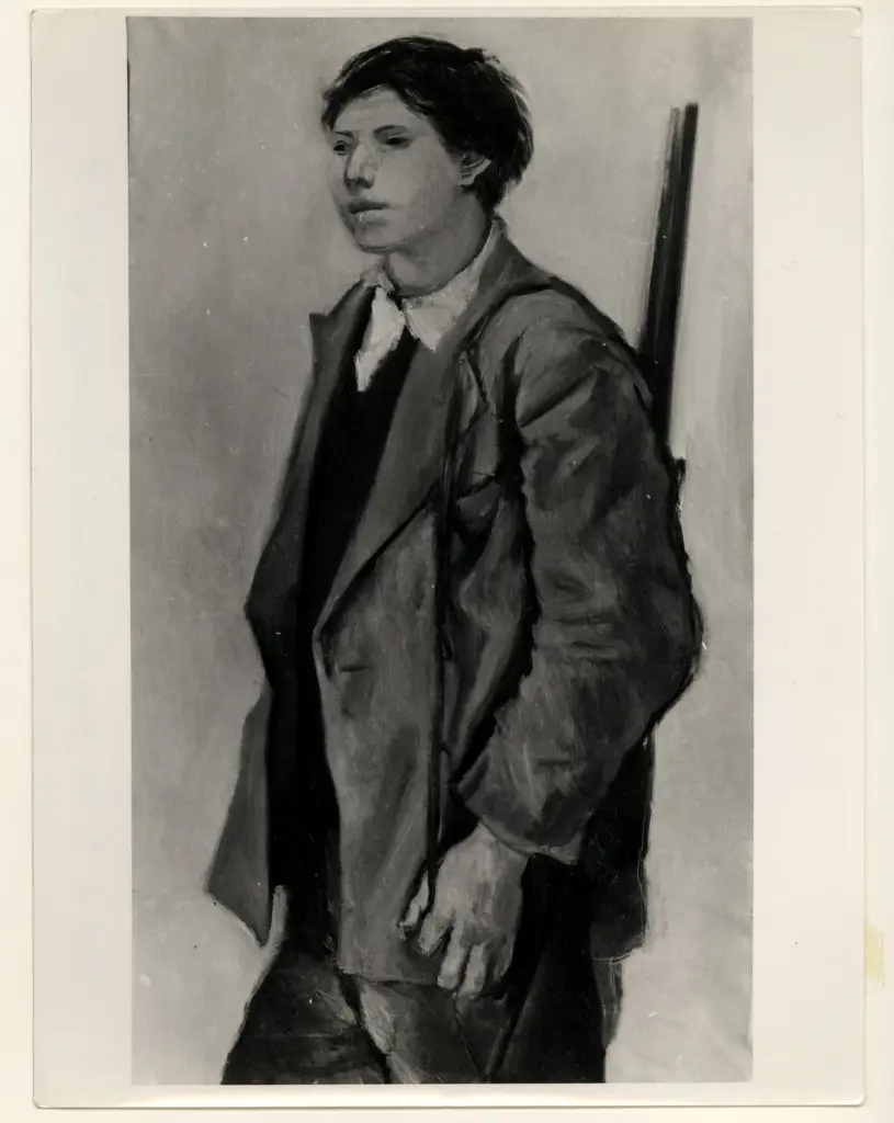 Anonimo , De Stefano, Armando - sec. XX - Giovane con fucile , fronte